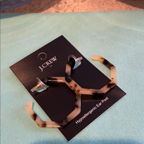 J. Crew Tortoise hoop hexagon earrings. - Picture 5 of 9